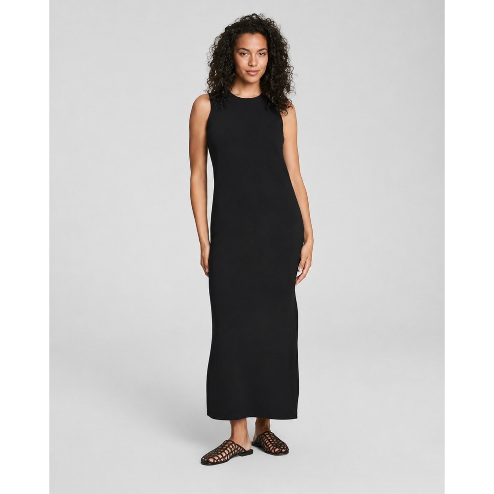 NWT Spanx AirEssentials Maxi Tank Dress Black Sleeveless Side Slits S